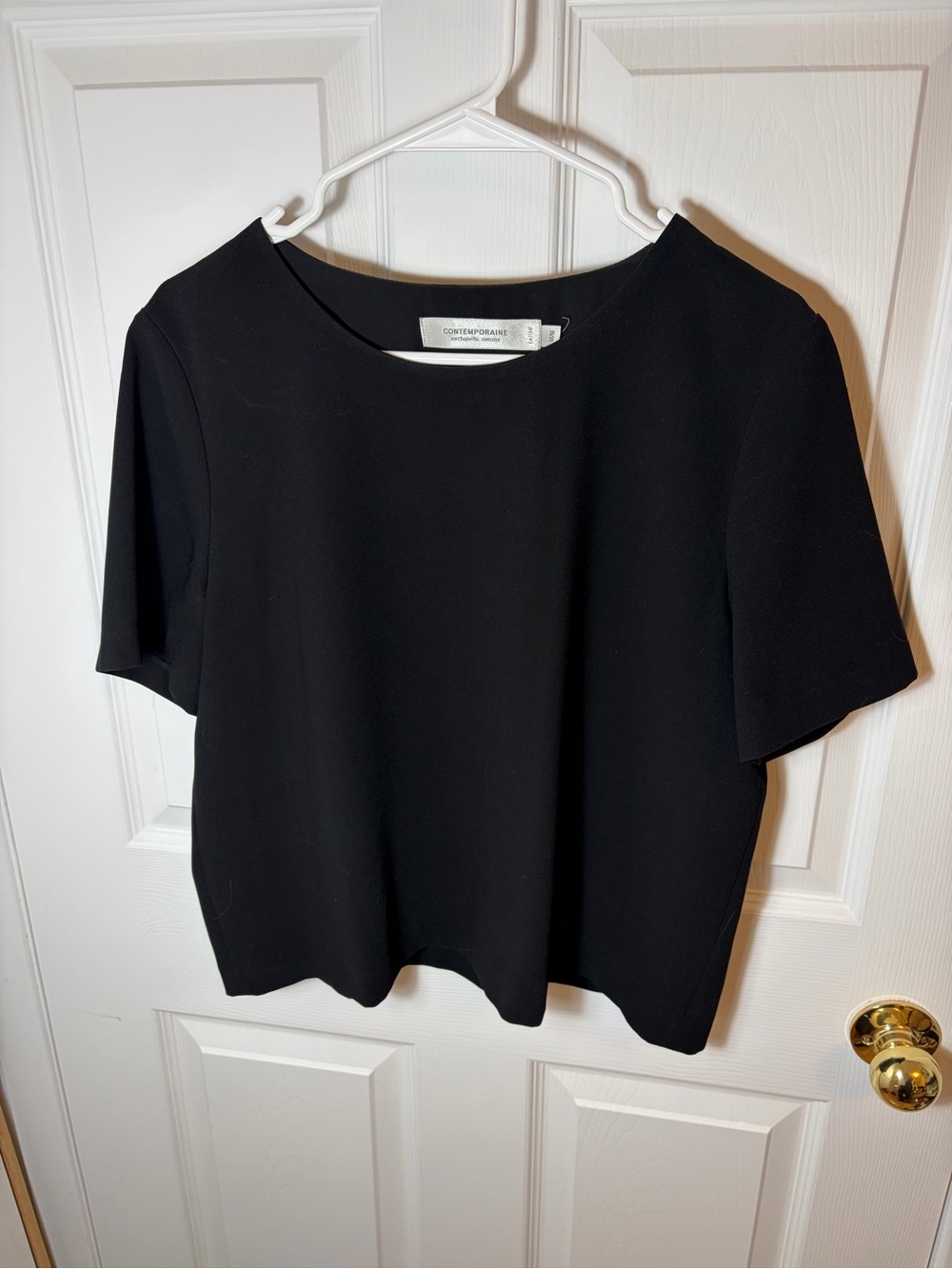 Contemporaine Black Short Sleeve Boxy Top